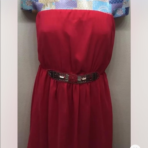 Zara TRF Women Maxi Dress Strapless Hot Pink Beaded S - Picture 10 of 11